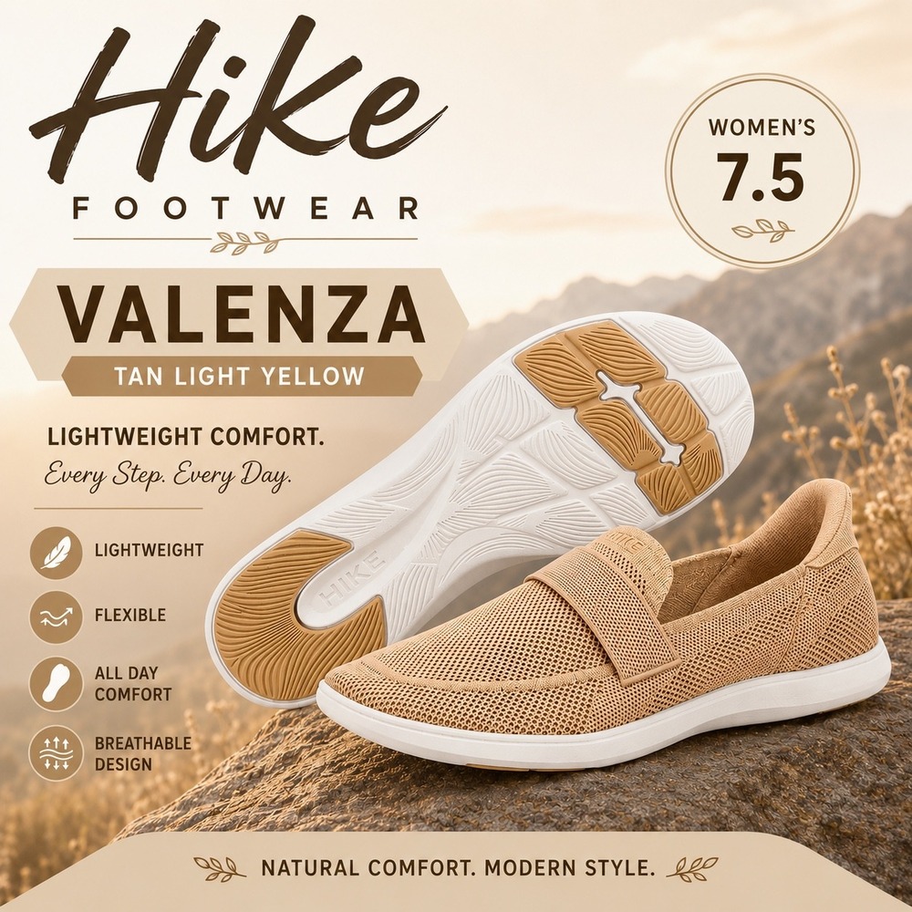 Hike Footwear Valenza Tan Light Yellow Barefoot Dress Shoe Loafer Womens 7.5